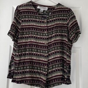 Vintage Lee David Button Up‎ Top Blouse Size Medium